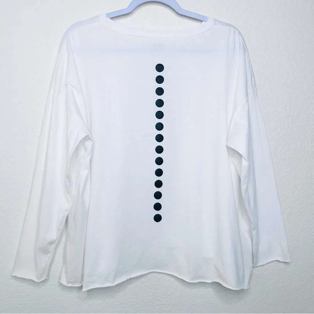 PLANET BY LAUREN G Dot Dot Dot Luxury Boxy T-Shirt White Black - Picture 8 of 13